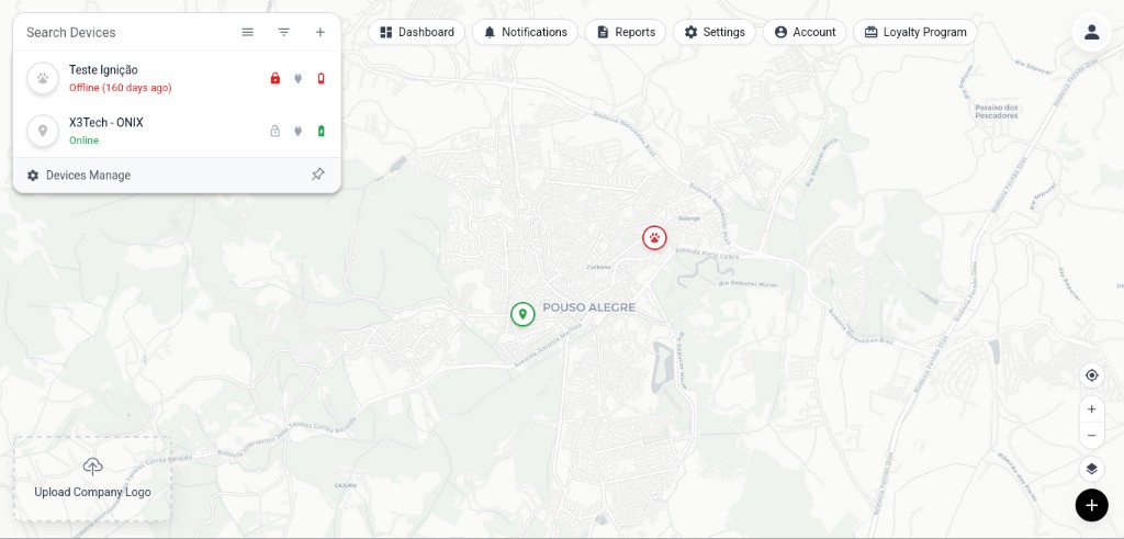 Live map with device tracking